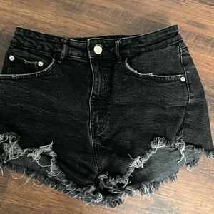 Zara black high rise denim shorts